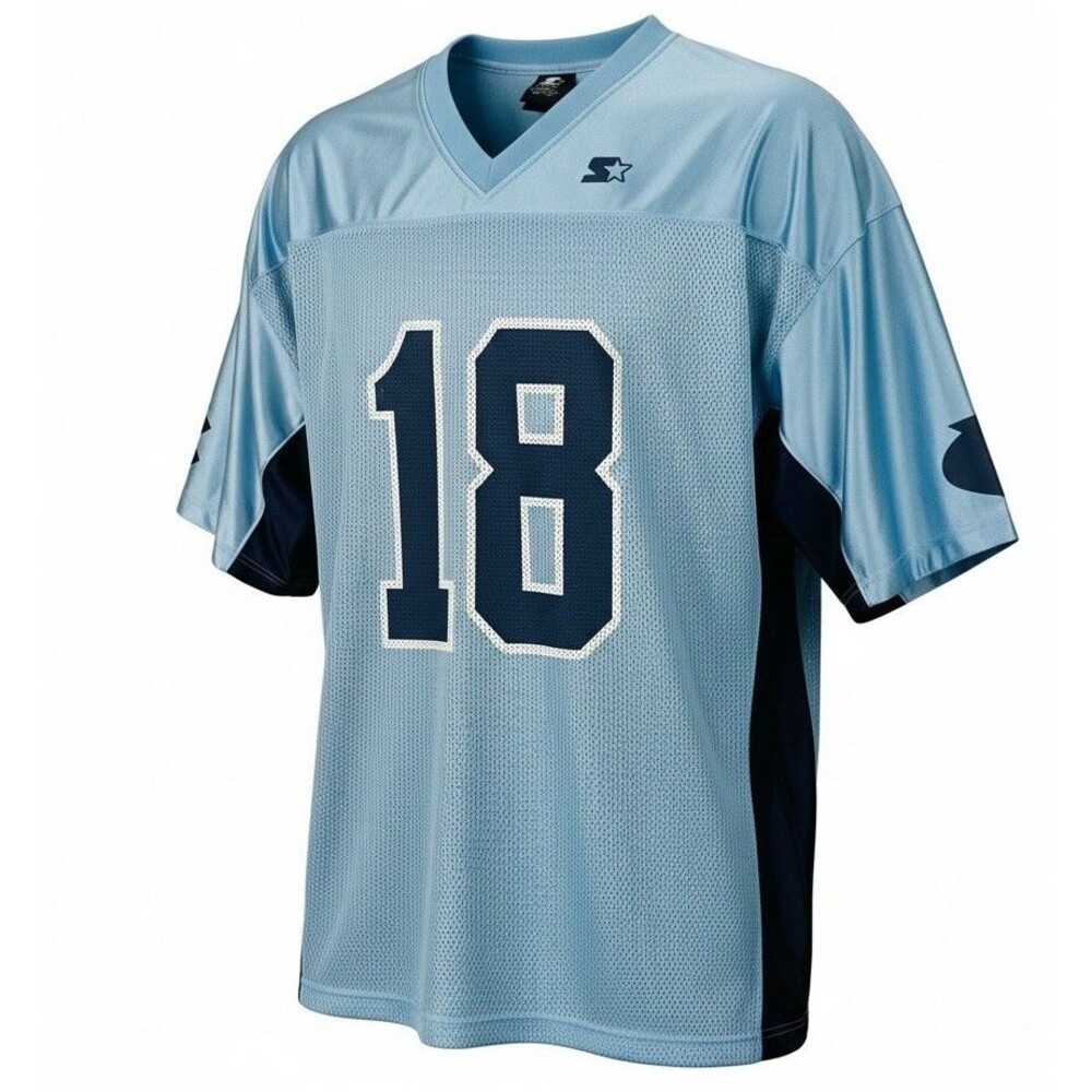Starter North Carolina Tar Heels Football Jersey Lucky #18 Blue Mens Size 3XL